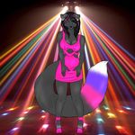  :3 arcanafox black_hair black_nose breasts club dress dyed_hair female floppy_ears fur grey_fur hair invalid_tag pink_fur pink_highlights purple_eyes purple_fur roxxanna solo weapon white_fur 