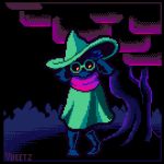  animated caprine deltarune eyewear glasses goat hat long_ears mammal ralsei scarf solo standing tree vdeetz 