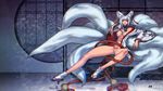  animal_ears jjune kitsune open_shirt pussy tail 