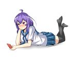  blush highres original purple_hair ravenclavern school_uniform seifuku_shoujo smile solo 