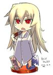  blonde_hair chibi chocolate dated faux_figurine full_body hakoniwa_tsuka long_hair nemesia_(hakoniwa_tsuka) open_mouth original red_eyes simple_background solo very_long_hair white_background 