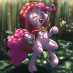  basket draneas equine eyes_closed female feral forest friendship_is_magic fur hair hood horse little_red_riding_hood mammal my_little_pony open_mouth pink_fuf pink_fur pink_hair pinkie_pie_(mlp) pony solo tree 