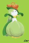  eyes_closed female green_background lilligant nintendo plain_background pok&#233;mon pok&eacute;mon raised_arm unknown_artist video_games 