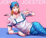  blonde_hair blue_eyes foxvulpine hat johnny_joestar jojo_no_kimyou_na_bouken male_focus pointing solo steel_ball_run 