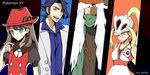  2boys 2girls az_(pokemon) blonde_hair blue_eyes brown_hair chains closed_mouth coat double-breasted english english_text female gold_eyes gym_leader hat key koruni_(pokemon) male multiple_boys multiple_girls nintendo open_clothes open_coat open_mouth poke_ball pokemon pokemon_(game) pokemon_xy red_vest serena_(pokemon) shirt short_hair smile teeth text two_side_up waistcoat white_hair yellow_eyes 