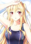  alisa_reinford aoi_usagi bad_id bad_pixiv_id blonde_hair competition_swimsuit eiyuu_densetsu long_hair one-piece_swimsuit red_eyes sen_no_kiseki swimsuit wet 