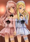  blonde_hair blue_eyes bridal_gauntlets drill_hair louise_francoise_le_blanc_de_la_valliere maid maid_headdress mokkosu. montmorency_margarita_la_fere_de_montmorency multiple_girls pink_eyes pink_hair zero_no_tsukaima 