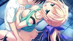  asahina_shin blonde_hair blue_eyes breasts cum game_cg hontani_kanae karumaruka_circle necklace nipples panties panty_pull ponytail saga_planets sex underwear 