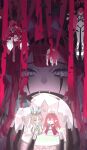  2girls baobhan_sith_(fate) baobhan_sith_(first_ascension)_(fate) baobhan_sith_(second_ascension)_(fate) baobhan_sith_(third_ascension)_(fate) black_hands chibi cleave_gag cloth_gag colored_extremities crown crying dress facial_mark fate/grand_order fate_(series) gag gagged grey_eyes highres improvised_gag long_hair morgan_le_fay_(fate) morgan_le_fay_(queen_of_winter)_(fate) multiple_girls orb pink_hair pointy_ears snyoki very_long_hair 