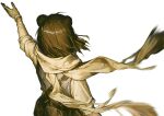  1girl arknights artist_request bandaged_wrist bandages bear_girl bear_tail black_hair blue_vest facing_away game_asset gloves milana_(arknights) official_art outstretched_arm scarf short_hair sleeves_pushed_up smile solo tail third-party_source transparent_background vest white_scarf 