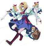  alice_margatroid blonde_hair boots oekaki shanghai_doll shield short_hair solo sword tadano_kagekichi touhou weapon 