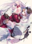  1girl animal_ears armband armpits blunt_bangs boots bow breasts commentary_request dress ear_bow ear_ribbon gloves gold_ship_(red_strife)_(umamusume) gold_ship_(umamusume) grey_hair hat high_heel_boots high_heels highres horse_ears horse_girl horse_tail horseshoe knee_boots large_breasts long_hair looking_to_the_side mizutsuki_arika pantyhose pillbox_hat red_bow red_dress red_eyes revision shoe_soles sleeveless sleeveless_dress solo striped_armband striped_clothes tail thumbs_down tongue tongue_out umamusume under-elbow_gloves waistpack white_boots white_gloves white_hair white_pantyhose 