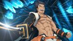  1boy abs artist_request black_hair commentary cowboy_shot crystal english_commentary fangs game_asset holding holding_sword holding_weapon long_hair looking_at_viewer male_focus muscular muscular_male navel official_art open_mouth pectorals scar scar_on_chin scar_on_face shigure_rangetsu smile solo standing sword tales_of_(series) tales_of_berseria tales_of_the_rays teeth third-party_source two-handed_sword upper_teeth_only weapon yellow_eyes 