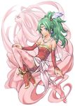  ass bad_id bad_pixiv_id boots cape detached_sleeves dress earrings esper feathers final_fantasy final_fantasy_vi flat_chest green_eyes green_hair hair_ornament horizon02 jewelry long_hair multiple_girls necklace pantyhose ponytail smile tina_branford trance_tina_branford 