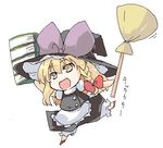  blonde_hair book braid broom chibi hat kirisame_marisa oekaki running sasurai solo touhou witch_hat yellow_eyes 