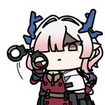  1girl animated animated_gif arknights arknights:_endfield blue_horns closed_mouth cuffs demon_girl demon_horns handcuffs horns long_hair looping_animation lowres mi_fu_(arknights) pink_eyes pink_hair pointy_ears seseren simple_background solo sticker_(medium) transparent_background 