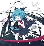  bad_id bad_pixiv_id bird blue_hair cirno closed_eyes dove koi_wa_sensou_(vocaloid) maki_(natoriumu) megaphone pale_skin parody ribbon sad short_hair solo tears touhou vocaloid wings 