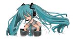  aqua_hair bad_id bad_pixiv_id closed_eyes detached_sleeves hatsune_miku headset kochouran long_hair necktie solo twintails vocaloid 