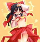  black_hair brown_eyes hakurei_reimu long_hair panties ribbon shin_(new) solo touhou underwear 