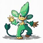  alt_text green_fur looking_to_the_side mistray-art pokemon pokemon_(creature) signature simisage simple_background solo tail two-tone_fur white_background yellow_fur 
