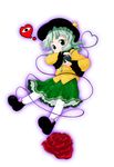  bad_id bad_pixiv_id flower green_eyes hat heart heart_of_string kiriu komeiji_koishi pantyhose red_flower red_rose ribbon rose short_hair silver_hair solo touhou 