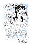  1980s_(style) absurdres commentary_request cosmo_yuki densetsu_kyojin_ideon gije_zaral harulu_ajiba highres ideon karala_ajiba kitty_kitten laylafgore logo looking_at_viewer mecha multiple_boys multiple_girls partially_colored retro_artstyle robot scan science_fiction sheryl_formosa sideburns space spacesuit super_robot title traditional_media unfinished zero_gravity 