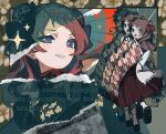  1girl :d absurdres artist_name black_shoes blue_eyes bow brown_hair commentary copyright_notice dot_nose flower from_behind full_body gakuen_idolmaster grin hanami_saki highres idolmaster japanese_clothes kimono light_blush long_hair long_skirt looking_at_viewer looking_back multiple_views onigiri_(vuhz5735) pleated_skirt red_bow red_kimono red_skirt shoes skirt smile socks solo sparkle standing standing_on_one_leg white_flower white_socks 