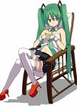  bad_id bad_pixiv_id chair crossed_legs green_eyes green_hair hands_clasped hatsune_miku hyakuen_raitaa long_hair necktie own_hands_together sitting skirt solo thighhighs twintails vocaloid 