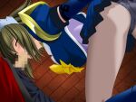  1boy 1girl 2000s_(style) ass bent_over black_panties blush censored closed_eyes ellenis fellatio game_asset green_hair hetero kneeling magical_girl mahou_senshi_(series) mahou_senshi_princess_tear mosaic_censoring non-web_source official_art oral panties panties_under_pantyhose pantyhose penis saitou_natsuki self-datamine short_hair solo_focus underwear variant_set visual_novel_cg 