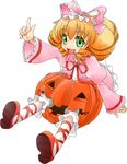  artist_request blonde_hair bow halloween hina_ichigo jack-o'-lantern pink_bow pumpkin rozen_maiden solo 