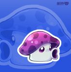  anadrawzone artist_logo artist_name blue_background commentary english_commentary logo mushroom outline plants_vs._zombies puff-shroom_(plants_vs._zombies) white_outline zoom_layer 