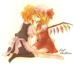  bad_id bad_pixiv_id blonde_hair closed_eyes flandre_scarlet hat kirisame_marisa kiss kneeling multiple_girls nagasawa_(tthnhk) no_hat no_headwear socks touhou wings yuri 