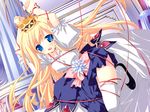  arietta_(lyrical_lyric) blonde_hair blue_eyes bound chikotam crown dress entangled game_cg highres long_hair lyrical_ds lyrical_lyric open_mouth ribbon solo tears thighhighs tied_up very_long_hair 