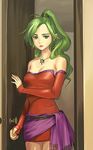  bridal_gauntlets detached_sleeves dress earrings final_fantasy final_fantasy_vi green_eyes green_hair jewelry long_hair necklace pantyhose ponytail quot solo tina_branford 