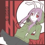  animal_ears bunny_ears hands_in_pockets headphones headphones_around_neck highres hiraga_matsuri hood hooded_jacket jacket long_hair purple_hair red_eyes reisen_udongein_inaba solo touhou 