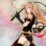  bespectacled blue_eyes glasses kno_(anahita) long_hair megurine_luka pink_hair solo thighhighs vocaloid whip 