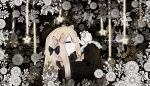  1girl abigail_williams_(fate) absurdres ameamaikafe black_dress blonde_hair bow closed_eyes commentary_request dress fate/grand_order fate_(series) flower hair_bow highres long_hair lying multiple_hair_bows on_side solo star_(sky) upper_body 