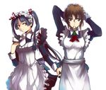  apron blue_hair brown_eyes brown_hair crossover darkdoor dress hair_ribbon hairband hayate_no_gotoku! long_hair maid maria_(hayate_no_gotoku!) maria_holic multiple_girls ribbon shinouji_matsurika twintails yellow_eyes 