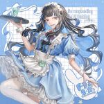  apron black_hair blue_dress blue_hair colored_inner_hair commentary_request dress fate/grand_order fate_(series) grey_eyes highres ichimichi_111 maid_headdress multicolored_hair puffy_short_sleeves puffy_sleeves short_sleeves smile tenochtitlan_(fate) tenochtitlan_(fgo_fes._2026)_(fate) white_apron white_headdress 