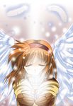  closed_eyes coat doll feathers hairband kannazuki_yukito kanon mittens orange_hair solo tears tsukimiya_ayu wings 