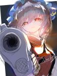  1girl aiming aiming_at_viewer animal_ears black_background brown_eyes brown_hair buttons cat_ears chen commentary complementary_colors curled_fingers dinovan earrings eye_trail foreshortening glowing gold_earrings green_hat gun handgun hat head_tilt high_collar highres holding holding_gun holding_weapon hoop_earrings jewelry light_trail looking_at_viewer looking_down m1911 mob_cap open_mouth parted_lips perspective red_shirt rifling shirt short_hair signature simple_background sketch solo touhou touhou_mugen_rasen two-tone_background upper_body variant_set weapon white_background white_sleeves 