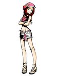  1girl danieldupre hat high_heels kairi kingdom_hearts misaki_shiki parody sandals simple_background skirt solo subarashiki_kono_sekai the_world_ends_with_you 