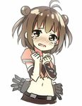  antenna_hair brown_eyes brown_hair double_bun kantai_collection naka_(kantai_collection) navel no_legs short_hair sky_(freedom) solo tears torn_clothes 