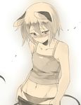  akagashi_hagane animal_ears bad_id bad_pixiv_id bare_shoulders blush monochrome mouse_ears mouse_tail nazrin panties short_hair solo tail touhou underwear undressing 