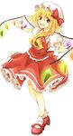  blonde_hair flandre_scarlet hat looking_at_viewer nachi_(herousa) pleated_skirt red_eyes skirt solo touhou wings 