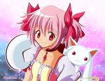  kaname_madoka kyuubee mahou_shoujo_madoka_magica pink_hair ribbons short_hair tagme twintails 