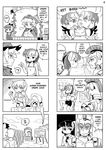  4girls 4koma ? afterimage animal_ears apple_bloom applejack armor barrel bent_over bike_shorts bow breasts breath character_request cleavage closed_eyes comic commentary cowboy_hat cutie_mark dancing dollar_sign english eye_contact food freckles fruit furry grapes greyscale grin hair_bow hat hat_removed headwear_removed heart horn jacket large_breasts looking_at_another monochrome motion_lines multiple_4koma multiple_boys multiple_girls my_little_pony my_little_pony_friendship_is_magic necktie open_mouth overalls panties personification pointing rainbow_dash shepherd0821 smile sweatdrop tail tank_top tongue tongue_out twilight_sparkle underwear unicorn wavy_mouth wet wings 