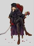  bad_id bad_pixiv_id banned_artist black_hair boots chain chair chin_rest cloak crossed_legs flower full_body gakuran hat looking_at_viewer male_focus obentou original peaked_cap rose school_uniform sitting solo yoshii 