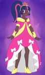  bow dark_skin dress high_heels highres humanization junk_(junko-tan) lips multicolored_hair my_little_pony my_little_pony_friendship_is_magic nail_polish open_mouth personification pink_hair ponytail purple_eyes purple_hair smile solo spoilers standing tiara twilight_sparkle 