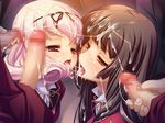  2girls 3boys artist_request black_hair censored character_request cum cum_in_mouth cum_string facial game_cg hikage_eiji kozakura_hiyori liquid_(company) multiple_boys multiple_girls nexton pink_hair red_eyes saint_lady_gakuen sei_dorei_gakuen sentoreido_gakuen source_request tongue tongue_out yuzuki_shizuku 